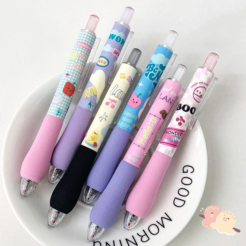 4PCS 6PCS/Sets Sweet Dream Series Gel Pen For Students 0.5MM Black Refill Gel Ink Pen Cute Writing Pen School Office Supply New