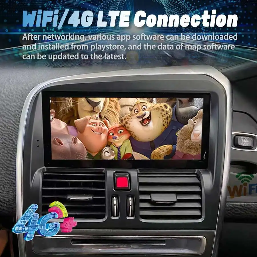 8.8 "Ccarplay 4G-LTE راديو السيارة الوسائط المتعددة مشغل فيديو لتحديد المواقع والملاحة لفولفو XC60 2008-2017 2din أندرويد 14 وحدة رأس الشاشة