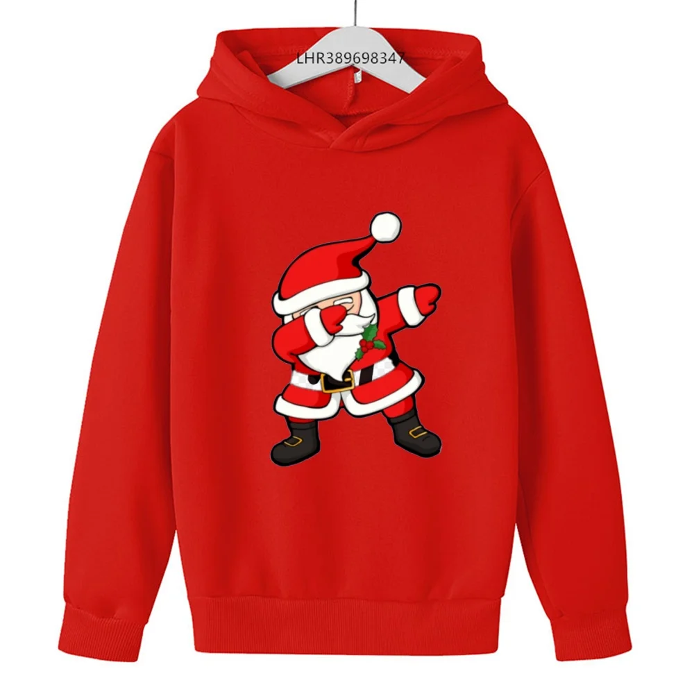 Cute Grandpa Christmas printed casual children's set, children's sportswear, spring and autumn tops for 3-12 years old