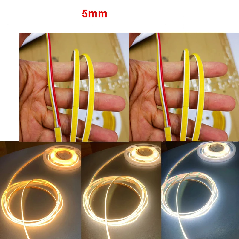 5m 12V 24V 5mm 8mm 10mm LED Cob CCT Strip 3-przewodowy trzy kolory temperatura 3000k 4000k 4500k 6000k z ściemnianym elastyczna taśma