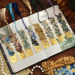 1 Pc Vintage Artistic Metal Bookmark, Hollow Painting Design With Long Tassel For Office Book Lovers Reading Gift Stationery