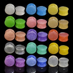 6-50mm Solid-colored Twinkle Acrylic Ear Tunnels Plugs Stretchers Expander Double Flared Flesh Tunnels Ear Piercing Jewelry