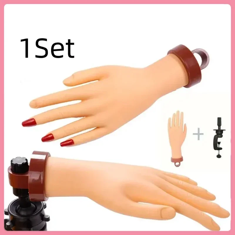 

1Set Flexible Soft Adjustable Nail Art Fake Hand Prosthetic Model Plastic Finger Practice Tool for Manicure Training Display