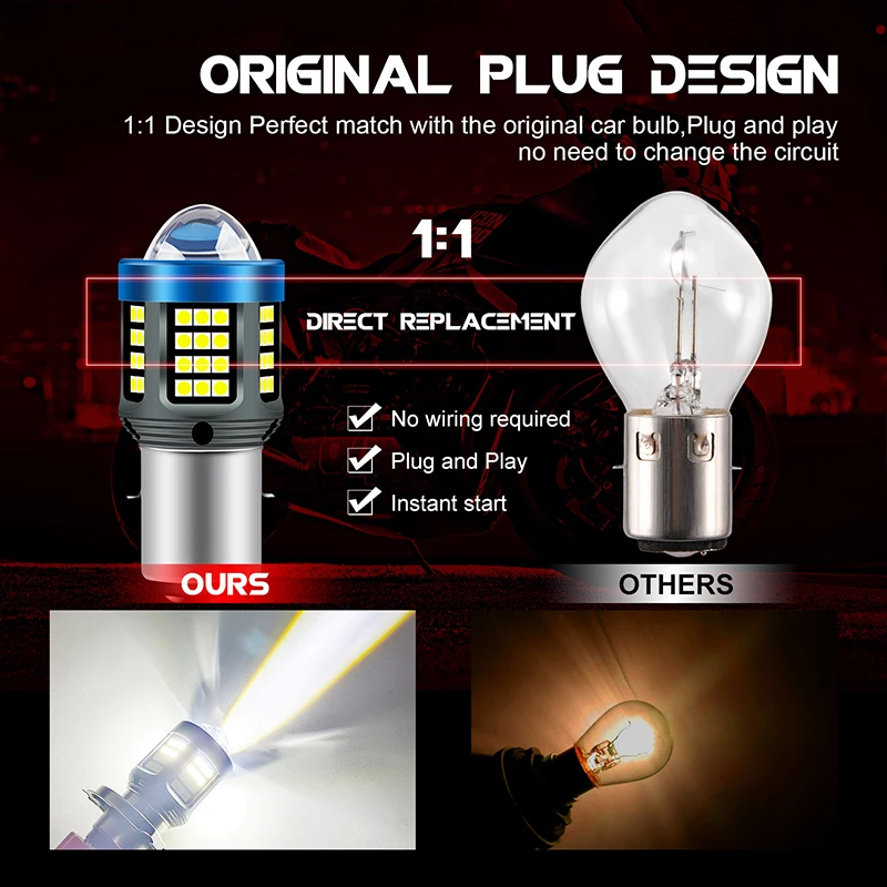 1 قطعة H4 BA20D H6 LED دراجة نارية المصباح CSP ثنائي اللون أبيض أصفر مرحبا لو شعاع عدسة الضباب مصباح ل Motobike سكوتر تشغيل الضوء