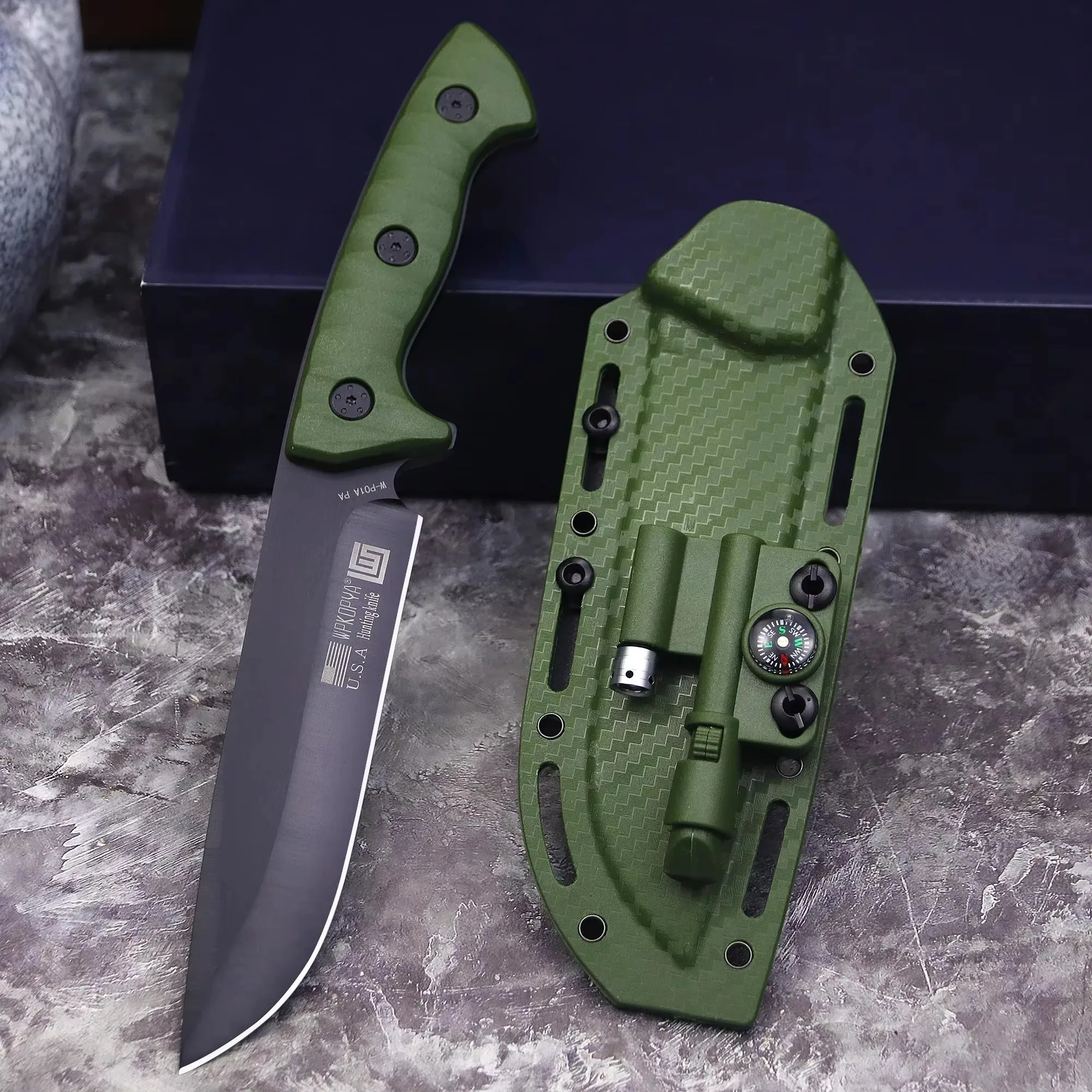 All Tang outdoor hunting straight knife, high-end multi-functional tactical straight knife, rescue survival knife