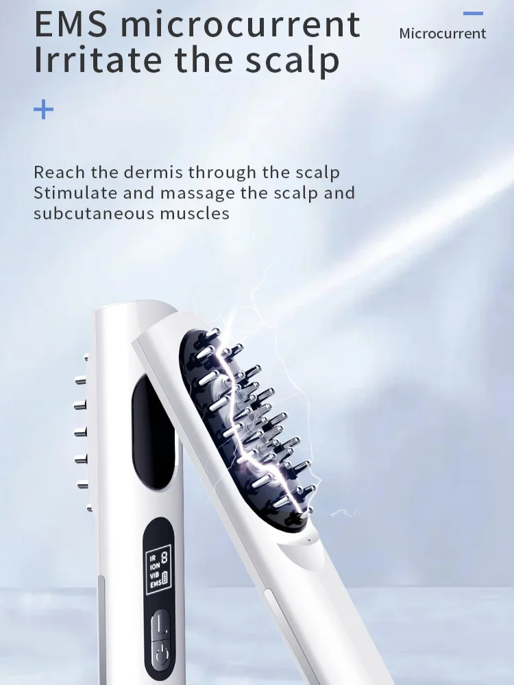 Minoxidil Medicinal Artifact EMS Micro-current Red Light Vibration Head Massage Instrumemt