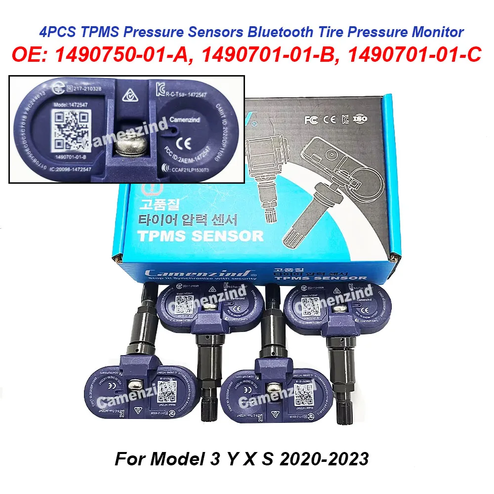 Image of 4 Stück 1490701-01-B 1490701-00-B 1490701 1472547 Bluetooth Reifendrucksensor TPMS-Sensor 1490701-01-C 149070101B 149075001A 149070100B 149070100C für Tesla Model 3 / S / X / Y 2020-2025