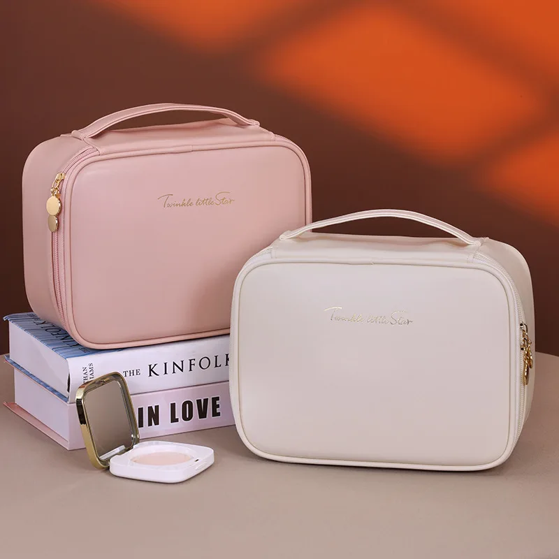Hand-Held Pu Material Freely Dispensed Cosmetic Bag Dry-Wet Separation Large-Capacity High-End Cosmetic Storage Bag