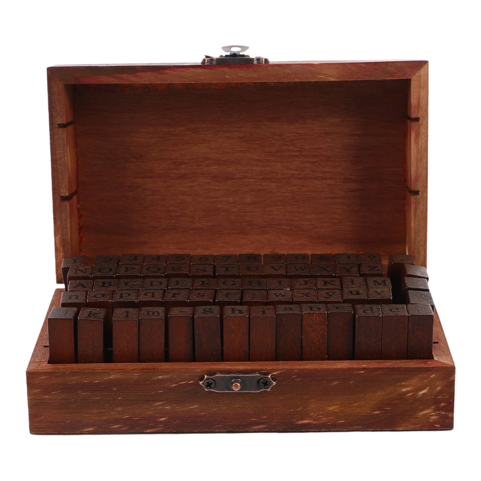 

70Pcs Vintage Style Rubber Stamps 26 Alphabet Letters 10 Numbers 8 Symbols in Wooden Box DIY Craft Supplies Letter Number Stamps