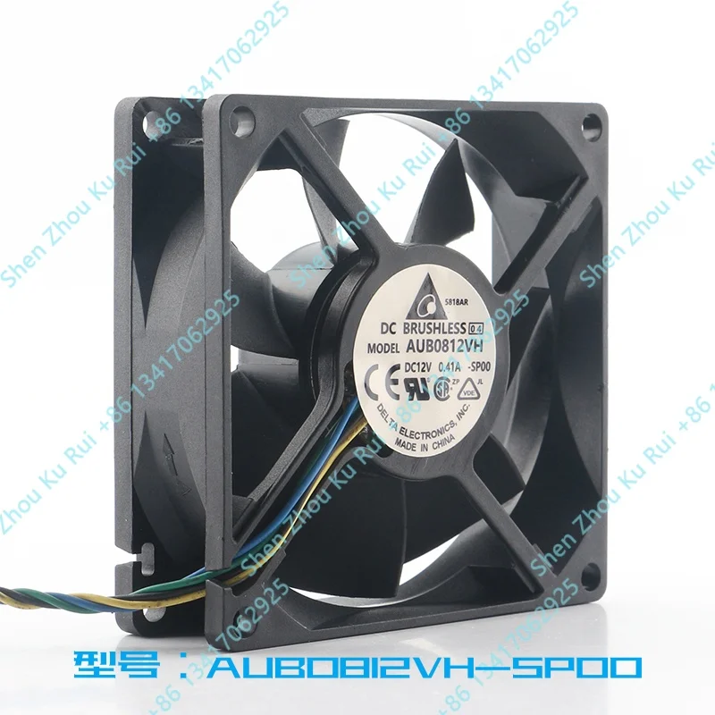 Delta 5V 24V 48V DC 12V 0.41A 8025 80X80X25MM Inverter PWM Automatic Speed Control Radiator AUB0812VH-SP00 Cooling Fan