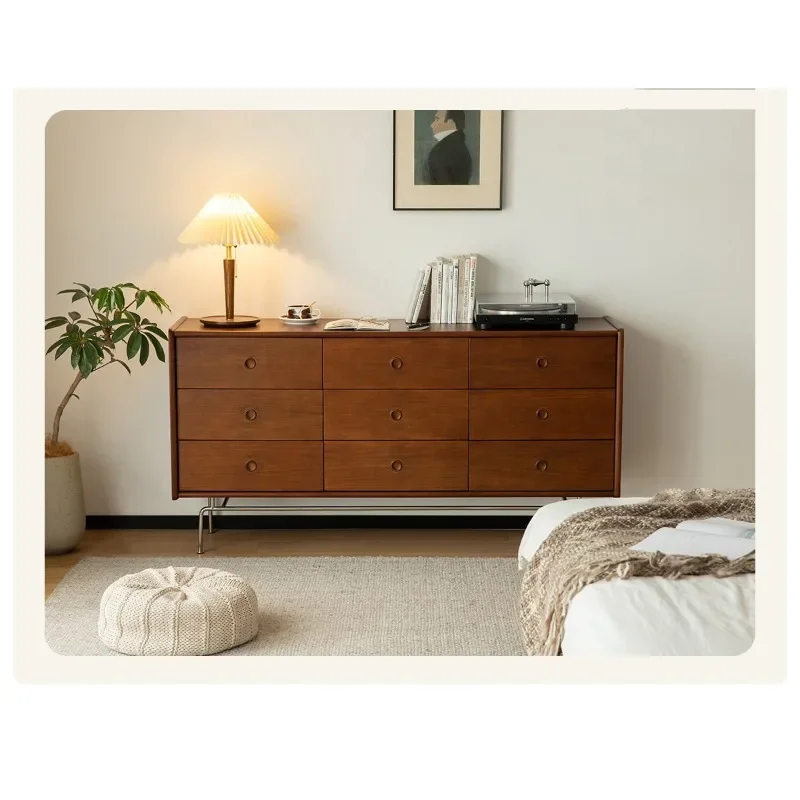 

Solid wood chest household small apartment bedside clothing storage locker bedroom medieval with drawers