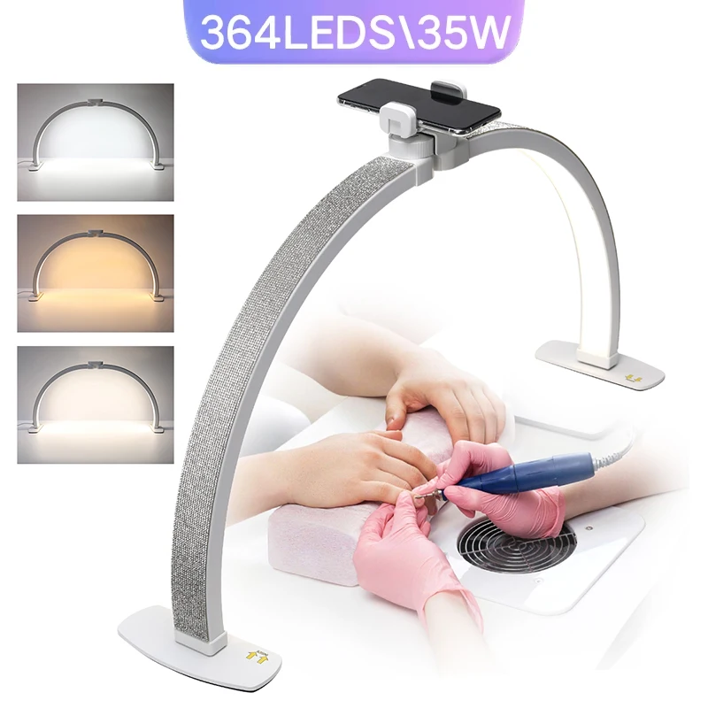 3000-6000K ハーフムーンネイルテーブルランプまつげ作業用折りたたみ LED 三日月マニキュアデスクトップライトアーチ美容サロン補助照明