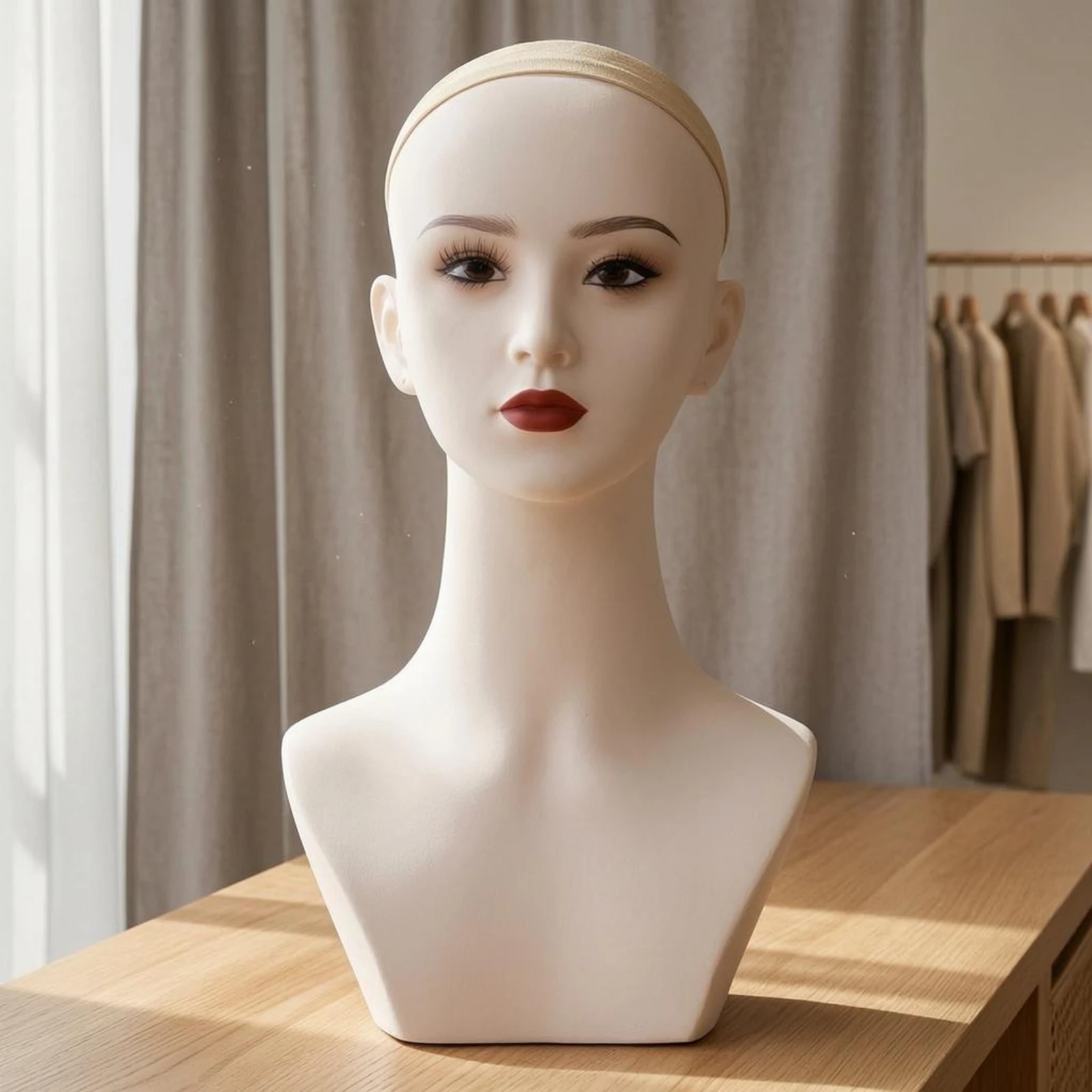 PVC Mannequin Bust Skin Tone 44 Cm Mannequin Bust Full Round Back Damage Resistant for Shop Window view 2