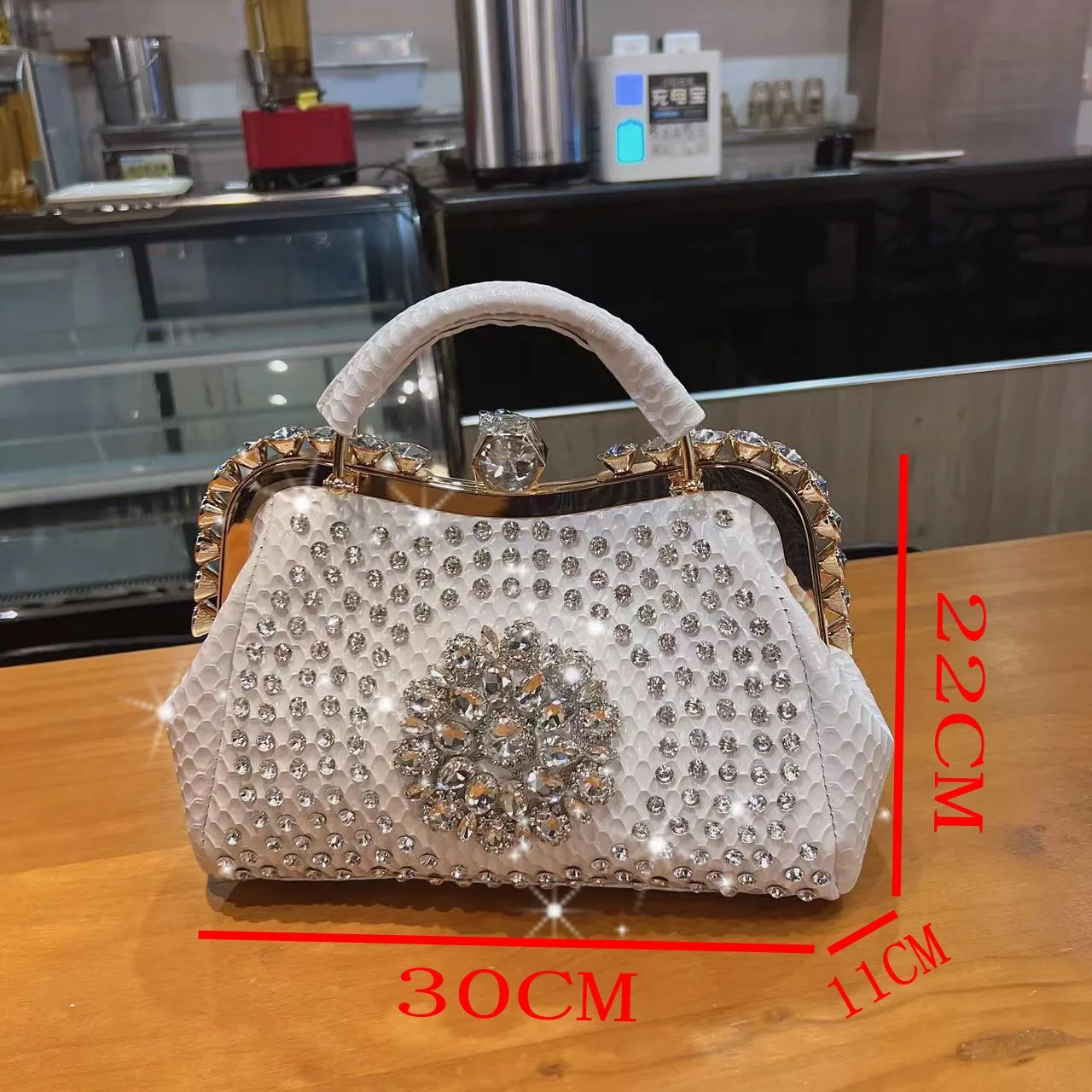 2023 New Luxury Fashion Diamonds Women\'s Handbags Leather Design Clip Rhinestone Bag Portable Tote Shoulder Messenger Bags