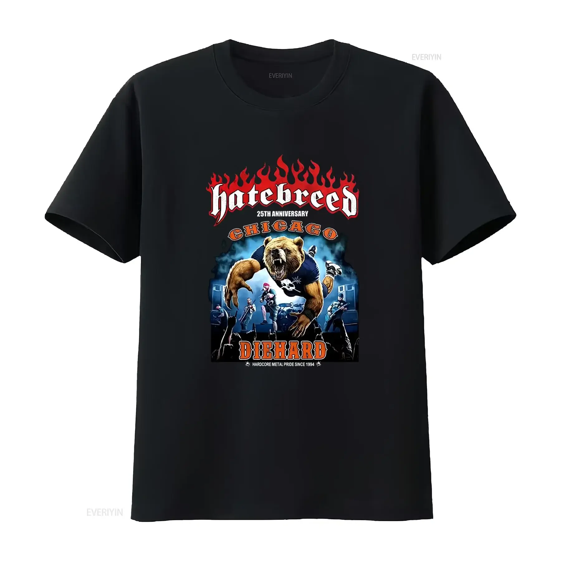 T-shirt Hatebreed Chicago 25e anniversaire style rétro, fierté du metal hardcore, vintage, légèrement délavé, unisexe