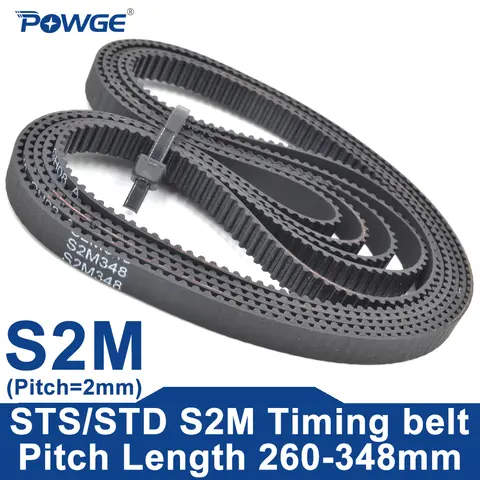 POWGE STD S2M Timing belt Lp=260-348mm 262 264 266 268 270 272 274 276 278 280 282 284 286 288 290 292 296 298 300 302 304 306