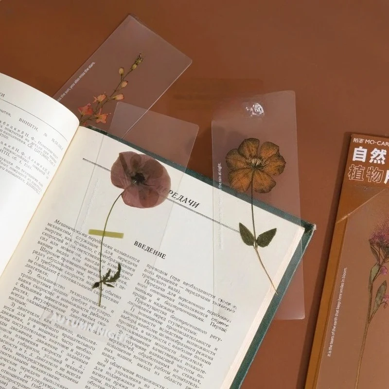 Retro Flower Leaves Series Bookmarks for Books Transparent Book Mark Page Marker Stationery Bookmarks For Books