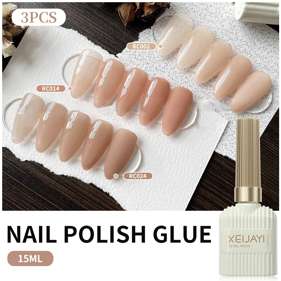 XEIJAYI 3pcs 15ML Pink Polish UV/LED Soak Off Gel Nail Polish For Nail Art DIY Salon Home Holiday Gift For Women