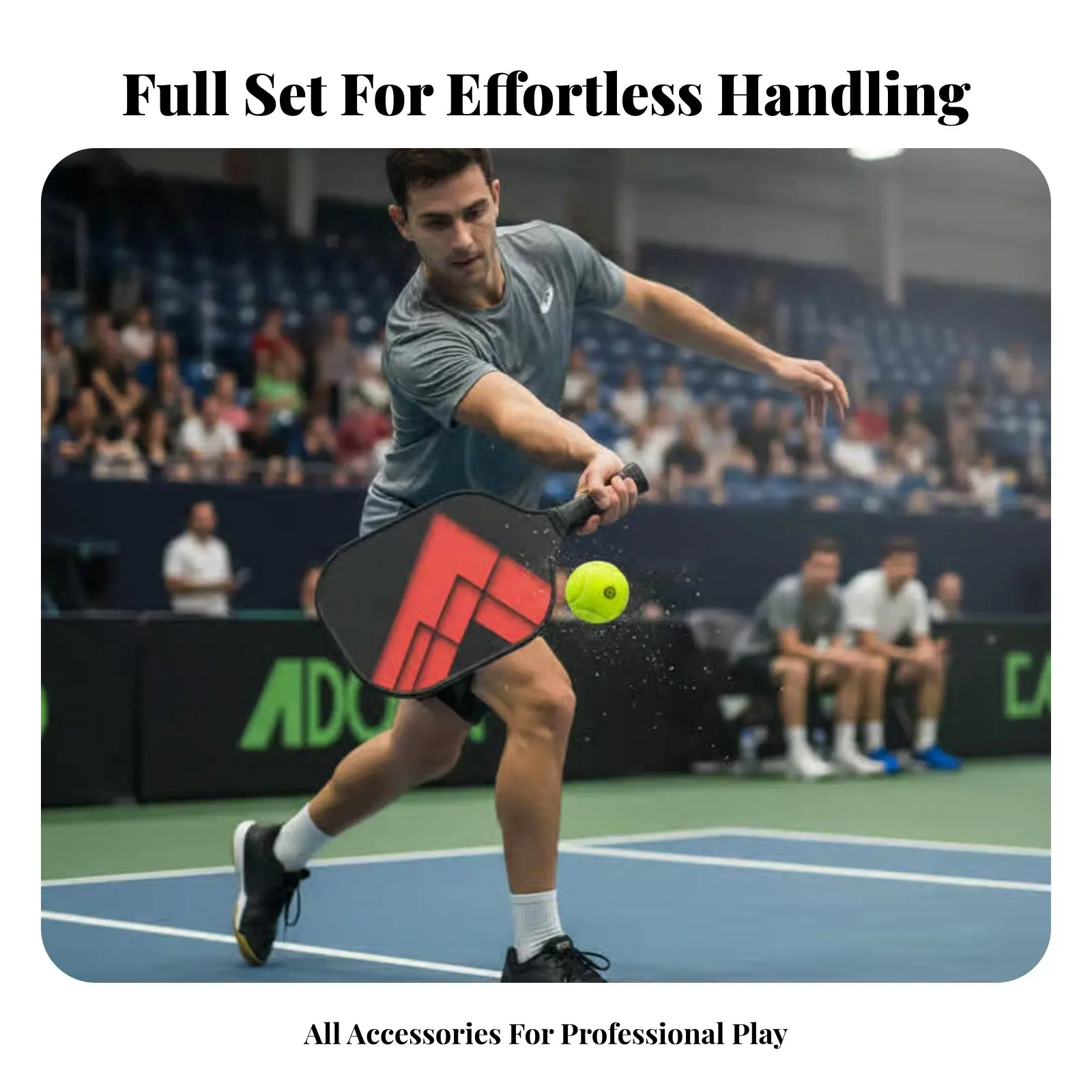 

Pickleball Set with Balls and Case Portable Pickleball Paddle Set Sports Equipment Sweat Absorbent Lessened Shock Absorption