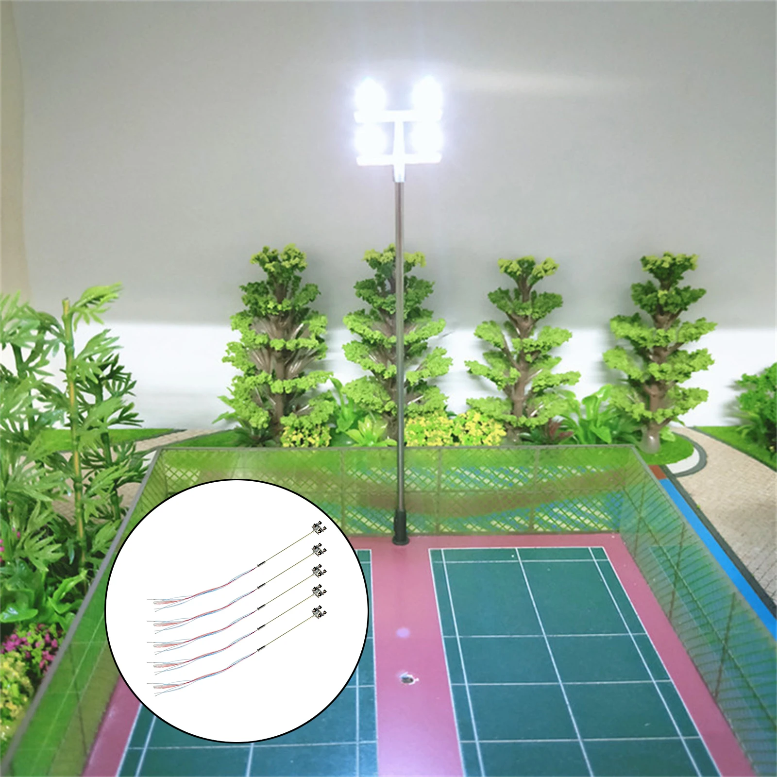 5Pcs 1:100 Scale Model Lighting Tower 3V Train Light Railway LED Lamp Post Street Light Building Scenery Layout Model Accessory