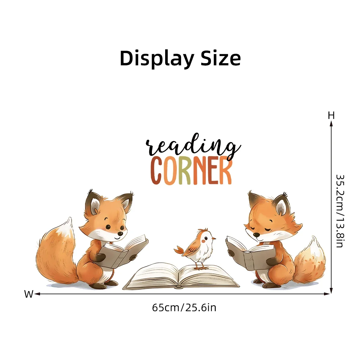 1Pc Cartoon Cute Reading Fox Furniture Wall Stickers Baby Room Home Essentials Kids Room Decor Living Room Decoration Bedroom