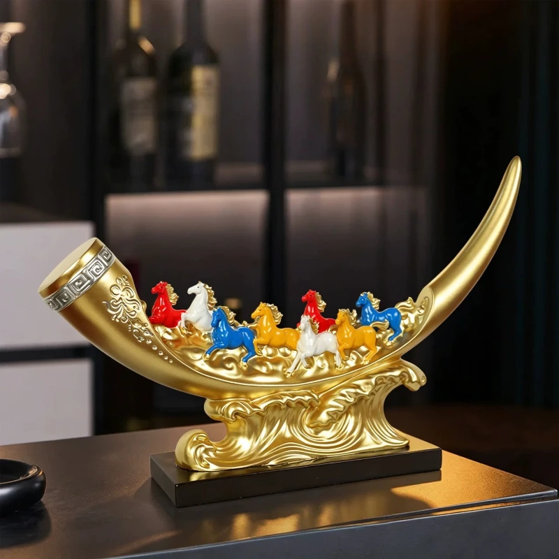 Modern Art Home Decor Eight Horses Statue High-end Office Desk Decoration Wealth Attraction Feng Shui Sculpture Opening Gifts