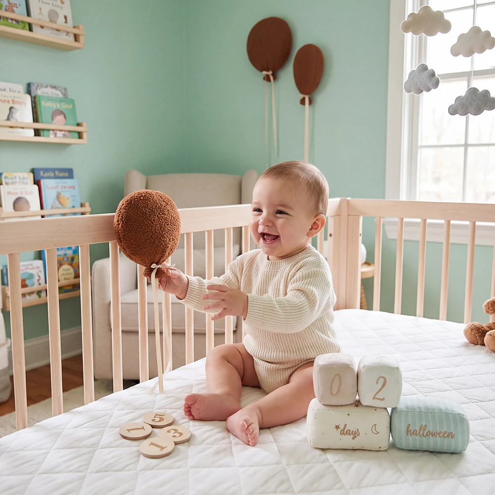 Baby Photo Props Set Soft Newborn Milestone Stitched Numbers Starry Time Word Soft Photoshoot Cotton Blocks Memory Keepsake Gift