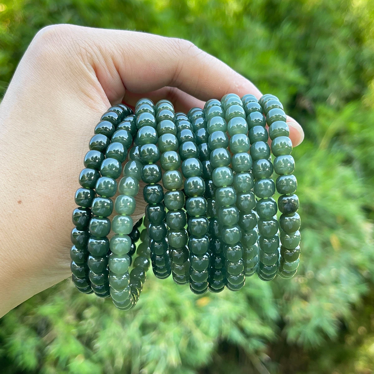 10mm 12mm Natürliches Hetian Nephrit-Jade-Armband mit runden Perlen, dehnbarer Edelsteinschmuck für Damen und Herren, Herz-Chakra-Harmonie-Geschenk – Detail 36