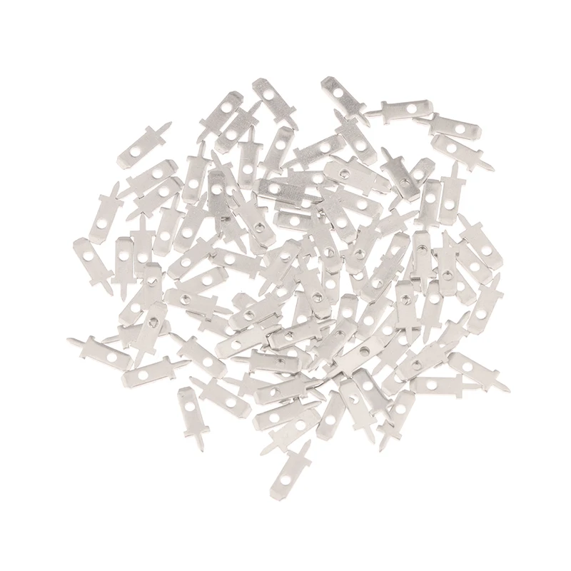 50Pcs 2.8mm Inserts Plug Spring Terminal PCB Solder Lug Thickness 0.8mm One Legs PCB Welding Sheet DIY Welding Repair Parts