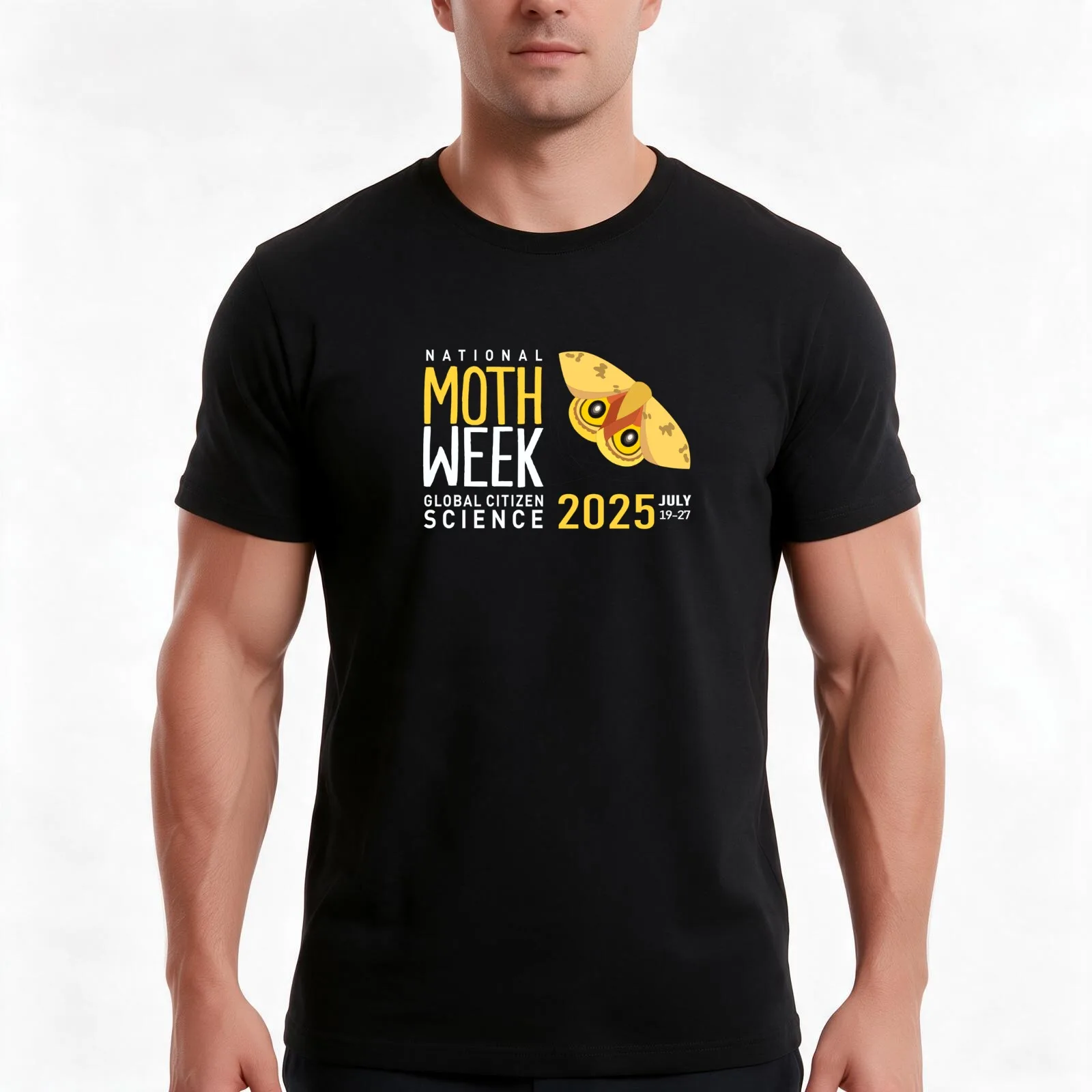 National Moth Week Official 2025 (Yellow on Dark) T-Shirt Summer Casual Cotton Tee Oversized Streetwear Tops Unisex Men Women