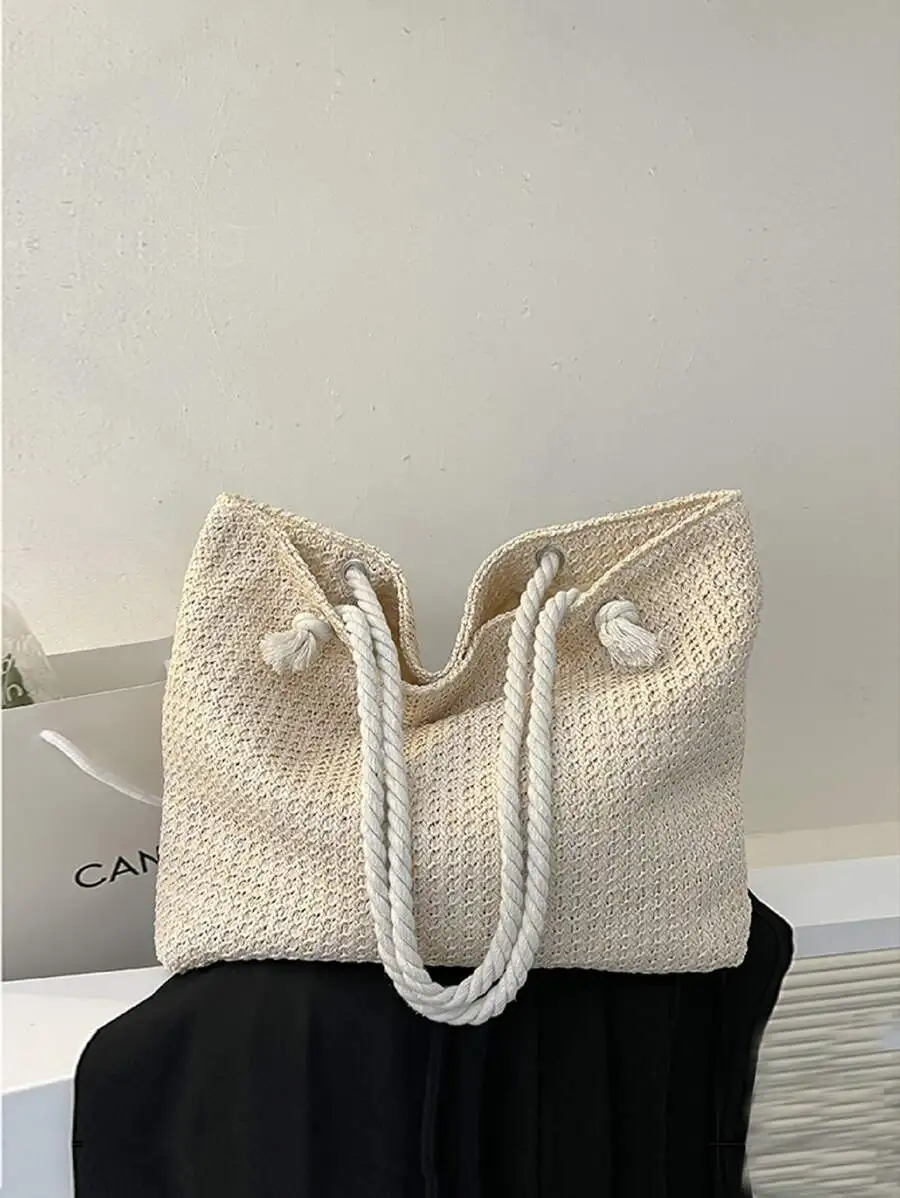 Lightweight, Casual Minimalist Large Capacity Straw Bag For Teen Girls Women College Students