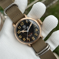 STEELDIVE Men Pilot Watch 46.5mm Bronze Automatic Mechanical Wristwatch Diver 20Bar Waterproof C3 Green Luminous Sapphire  NH35