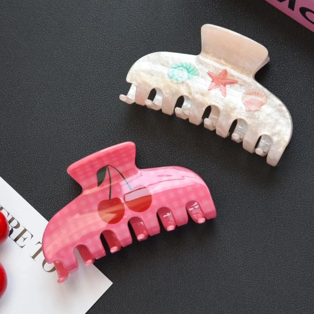 

Вишня, морская звезда, коготь для волос, ацетат, океанская уксусная кислота, заколка для волос, геометрический корейский стиль, головные уборы, морская звезда, зажим для отдыха