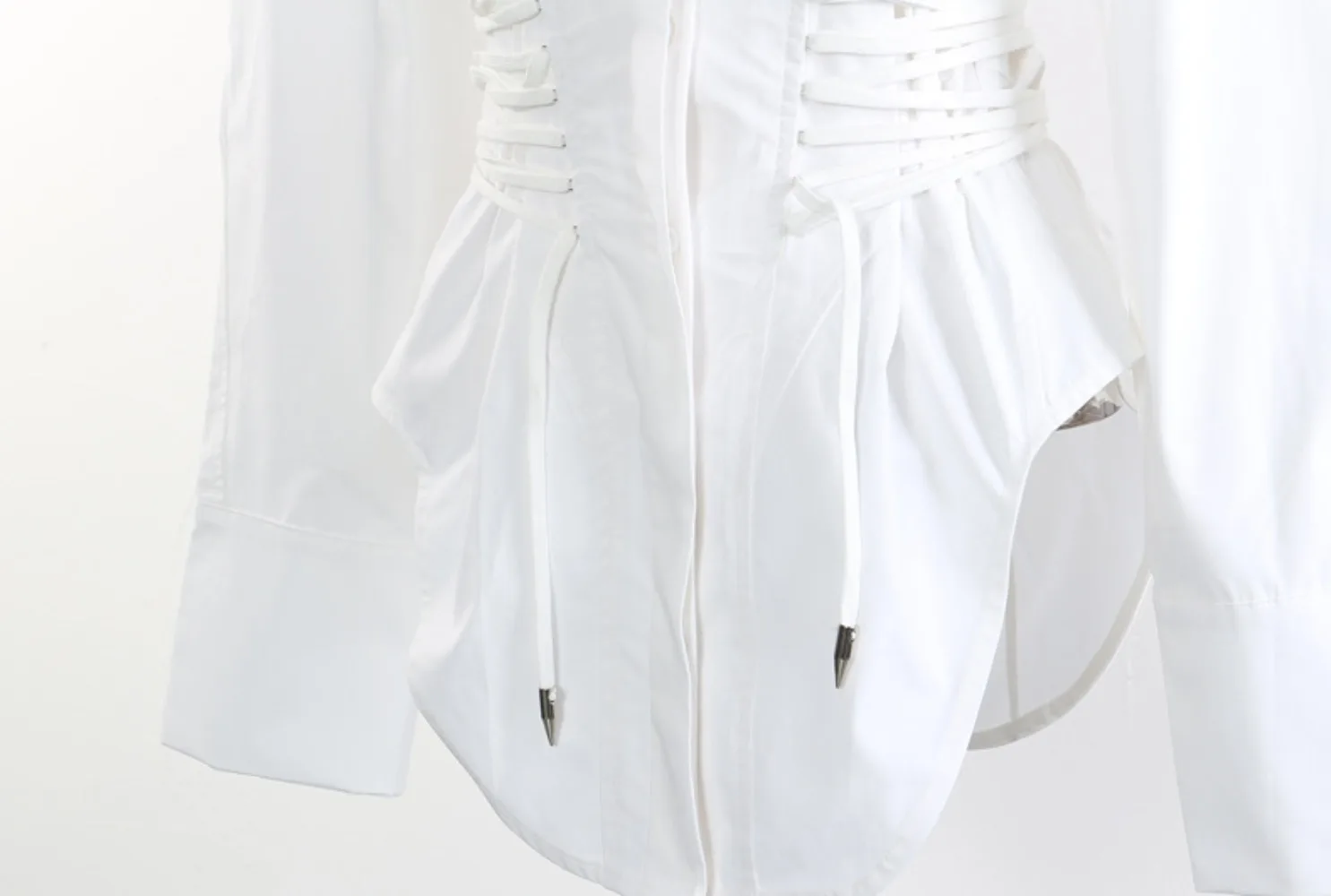 High Street – chemises blanches et noires pour femmes, chemise amincissante avec cordon de serrage, veste Streetwear, printemps et été