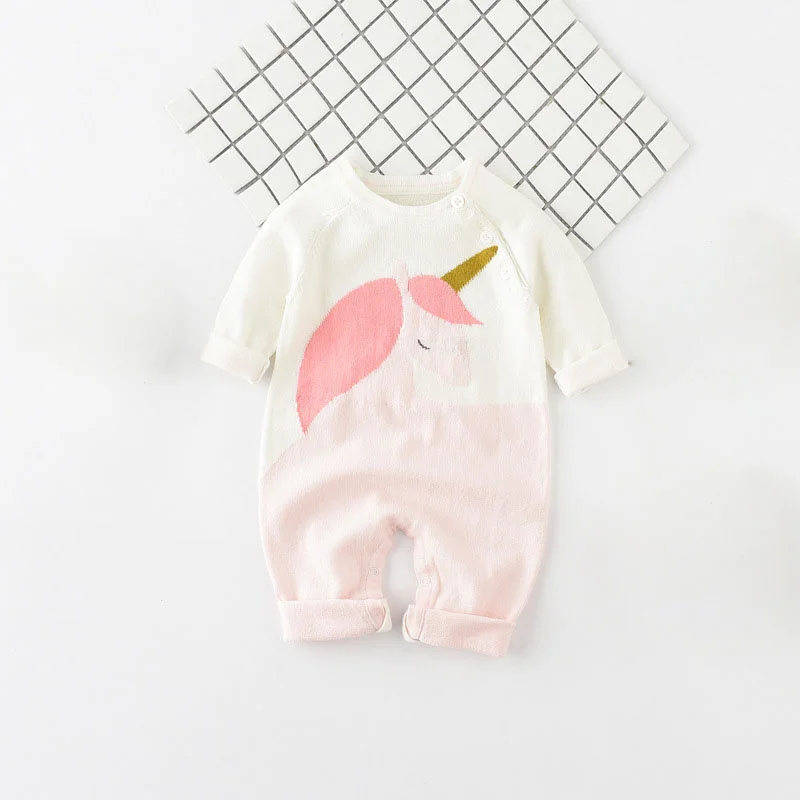 Knitted Warm Romper Newborn Infant Baby Boy Girl Jumpsuit Long Sleeve One-pieces Cute Animal Outfits Fashion Clothes