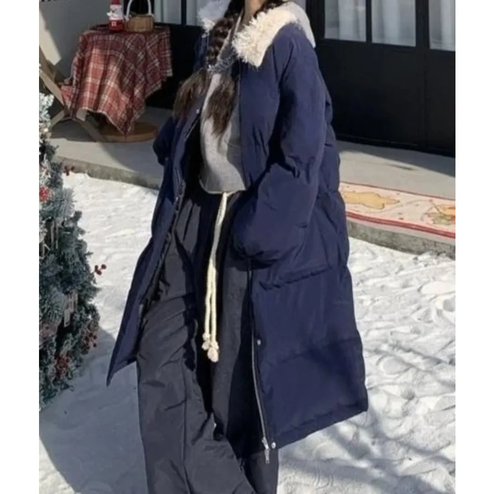 Long-style Spicy Women's Winter Multi-purpose Thick Lapel Woolen Coat with Fur Collar