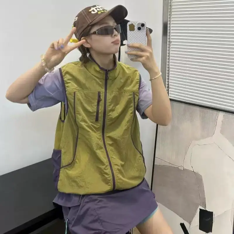 2026 New Summer Color Block Vest Lightweight Breathable Outdoor Casual Waistcoat Unisex Versatile Outerwear
