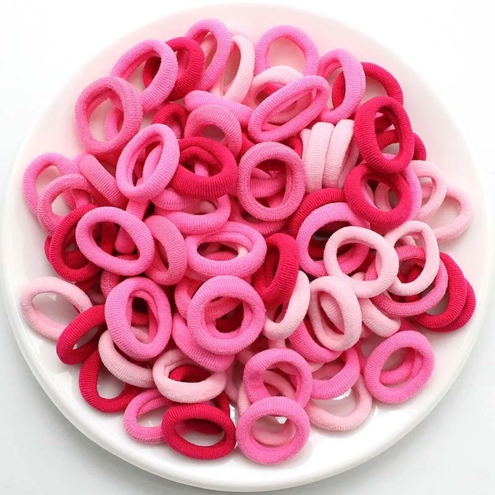 100pcs Kid Small Hair Tie Baby Girl Children Headbands Colorful Elastic Hair Bands Nylon Scrunchie Hair Rope Hair Accessories