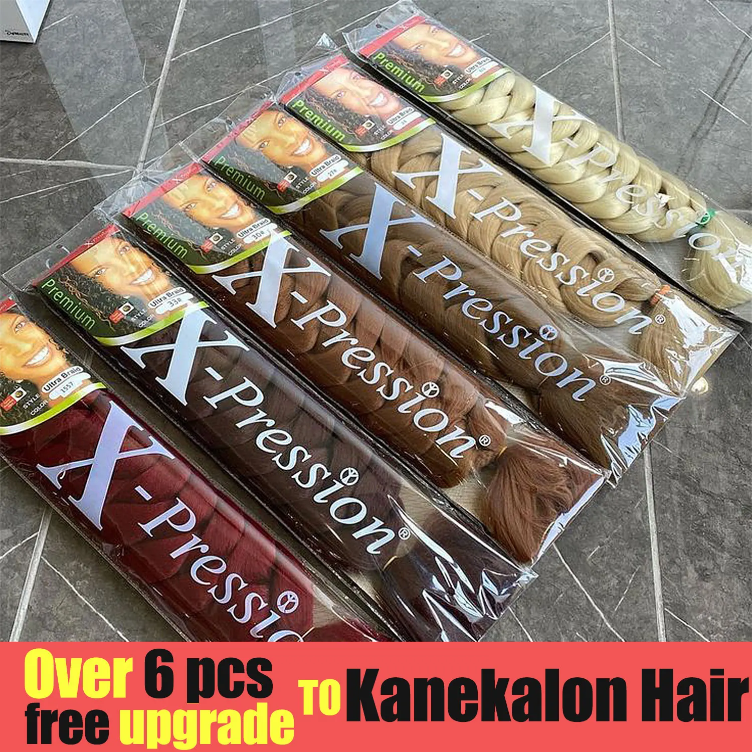 Kanekalon Trenzado de Cabello Xpression Crochet Expresión de Cabello para Trenzas Faux Locs Mujeres Trenzas Jumbo Extensiones de Cabello Sintético