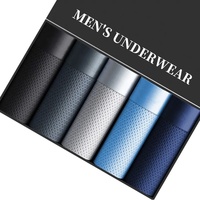 5Pcs/Lot Men's Underwear Men's Business Ice Silk Mesh Underwear Summer Cool Sexy Breathable Antibacterial Underwear Large Size