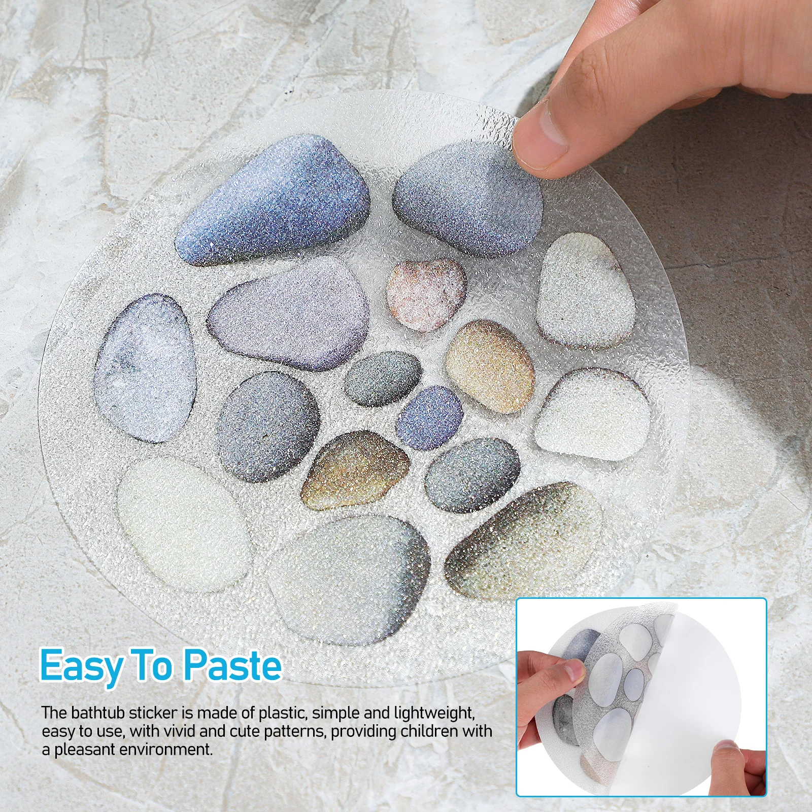 

12pcs 15cm Colorful Stone Non Bath Tub Stickers Anti Slipping Floor Decals for Bathroom Shower Bathtub Adhesive Accessories