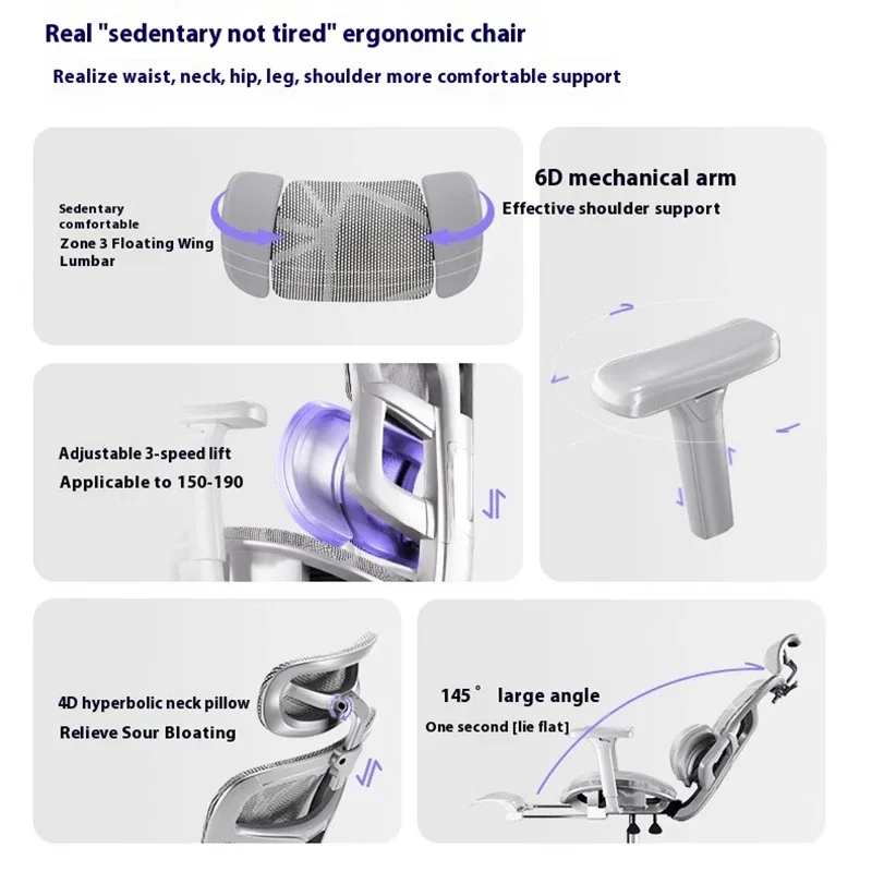 Adjustable Computer Chair Ergonomic Foot Rest Aluminum Alloy Chairs 3D Headrest Comfprtable Silla Ergonómica Office Furniture