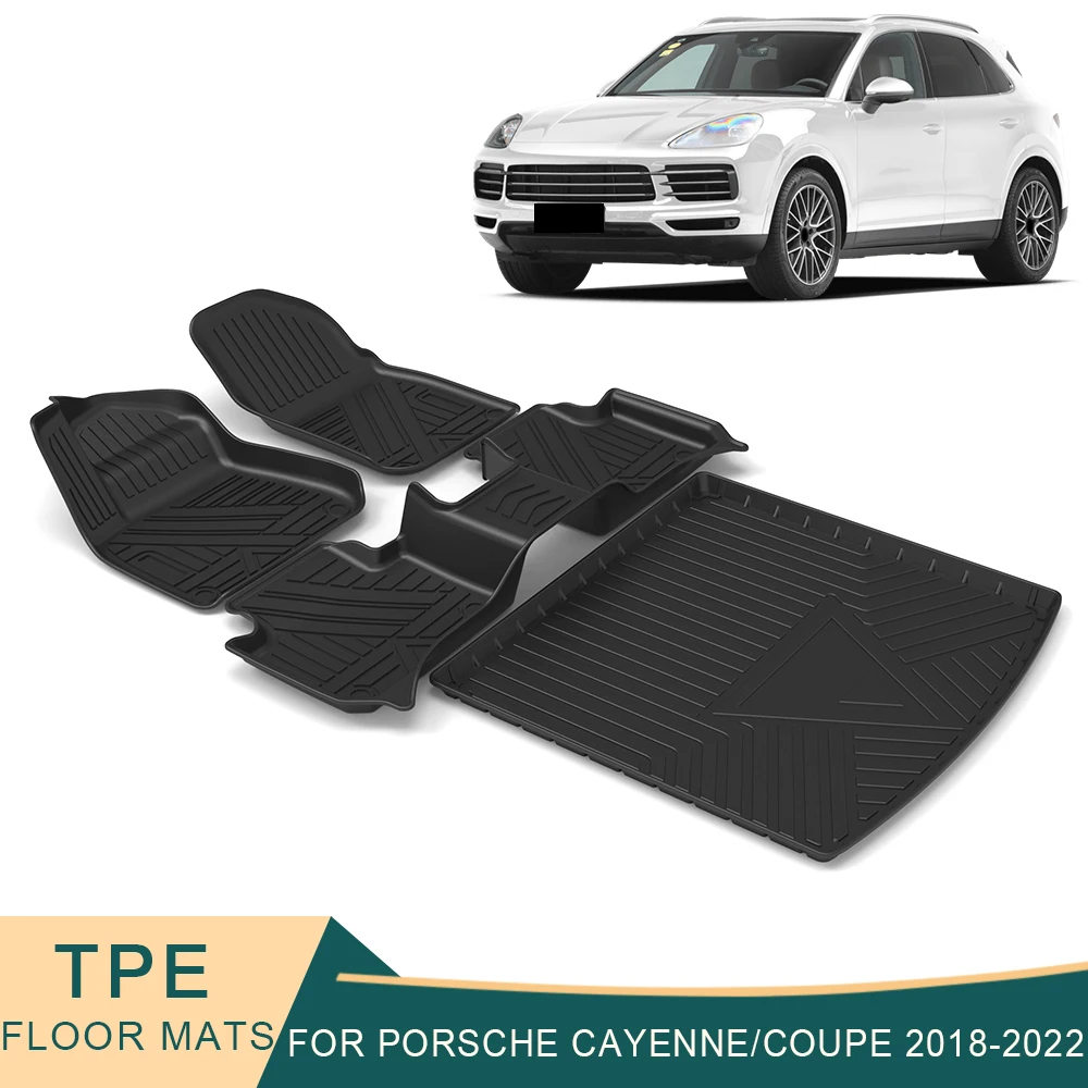 For Porsche Cayenne 9Y0 Coupe 9Y3 2018-2023 Car Floor Mats All-Weather TPE Foot Mats Odorless Pad Tray Mat Interior Accessories