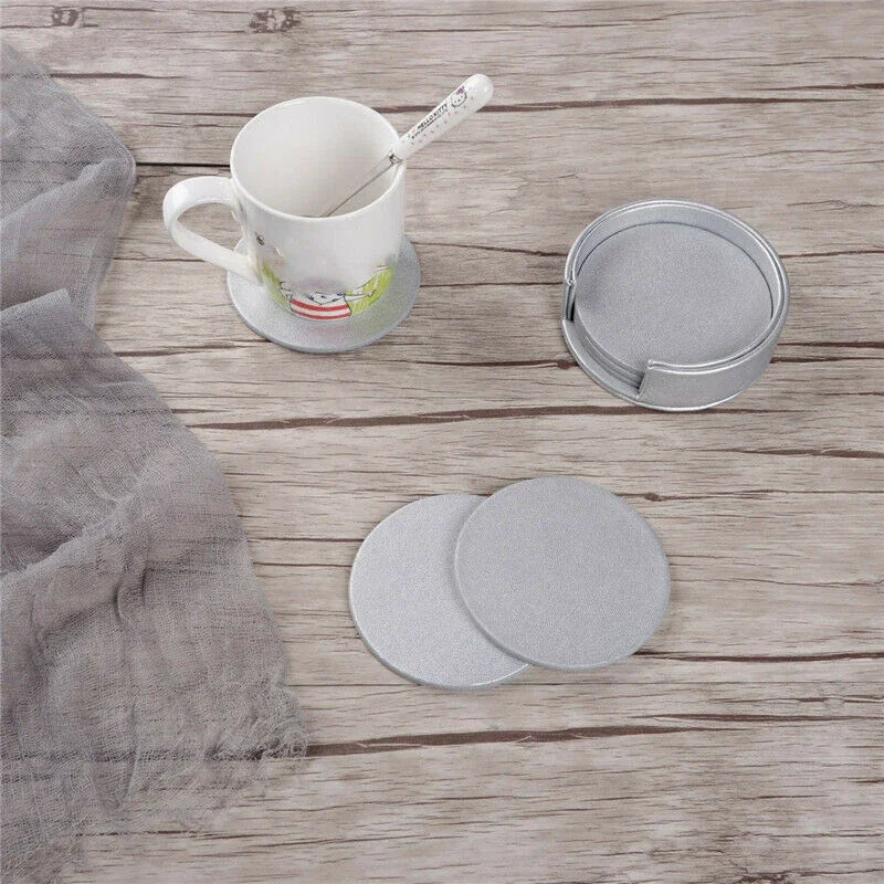 6PCS Hot Sale PU Leather Marble Coaster Drink Coffee Cup Mat Easy To Clean Placemats Round Tea Pad Table Holder Coasters