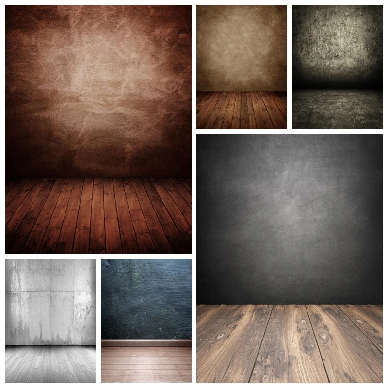 

Gradient Brick Wall Wooden Boards Floor Backdrop Interior Baby Portrait Photography Backdrops Backgrounds for Photo Studio Props