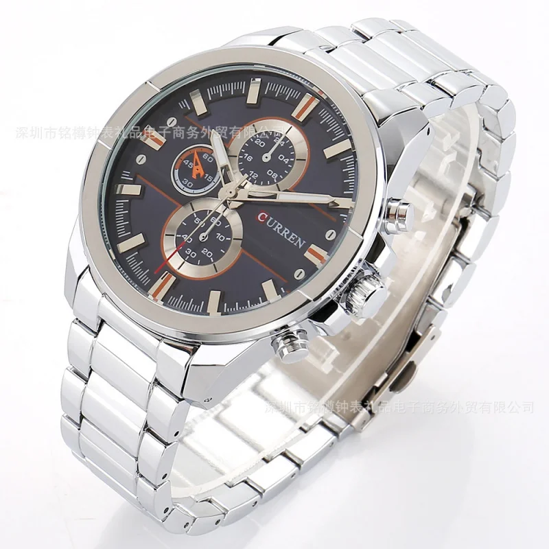 ساعة كورين/كاريان 8274 للرجال بسوار فولاذي كوارتز ساعة رياضية مقاومة للماء للرجال