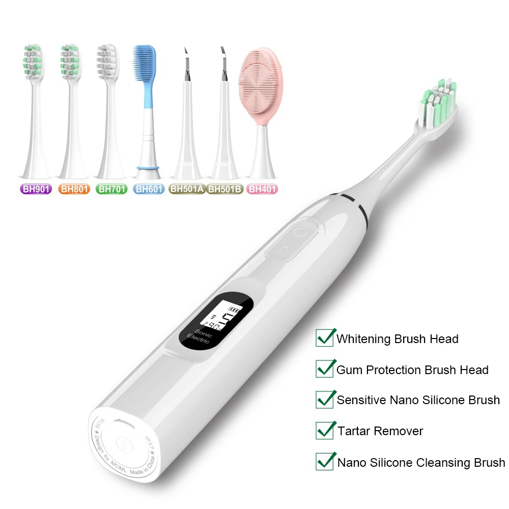 Sonic Bàn Chải Đánh Răng Điện Có Màn Hình LCD Màn Hình Màu Chống Nước IPX7 15 Chế Độ Sạc Người Lớn Siêu Sonic Răng Bàn Chải Bộ