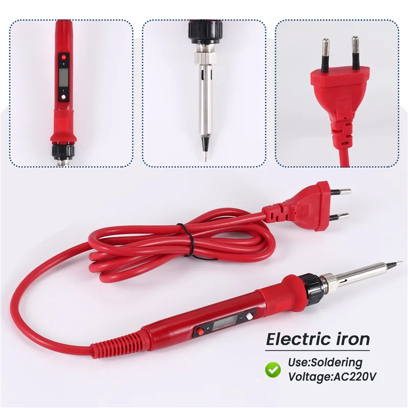 

220V 80W Lcd Electric Soldering Iron 908S Adjustable Temperature Solder Iron With Quality Soldering Iron Tips And Kits Eu Plug-A
