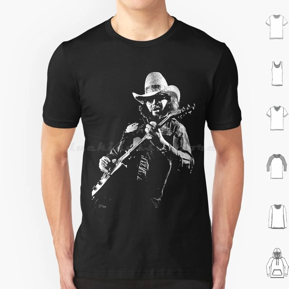 Black And White Hank Jr Arts Williams Playing Guitar Music T Shirt Cotton Men Women DIY Print Waylon Jennings Country Waylon