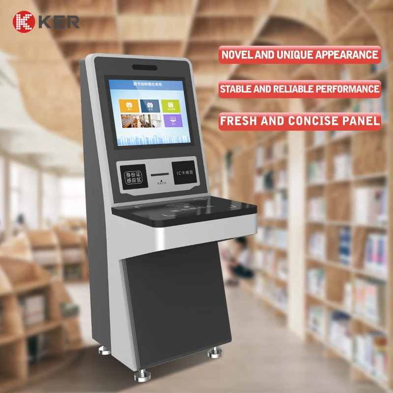 19-Inch Self-Service Library Terminal TFT Type With NFC Barcode Reader Metal Material For Advertising Equipment RFID Kiosk